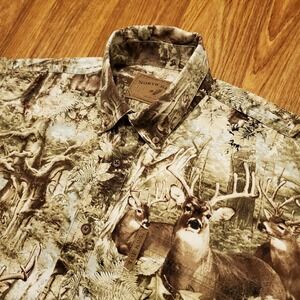 Vintage Deer‎ Shirt Men Medium Brown Button Down Woods Hunting Fall North River